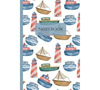 Nautical Watercolor Notebook: Boats, Lighthouses & Ocean Pattern Writing Book: A 6x9 Inch Lined Notebook with 100 Pages for Beach Lovers, Sailors, and Coastal Dreamers