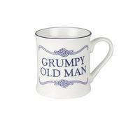 Nauticalia Campfire Style Crew Mug Grumpy Old Man - Tazza da caffè e tè in porcellana, design nautico bianco e blu, contiene 275 ml