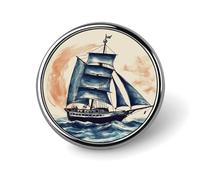 Nautico Barca a vela Distintivo Rotondo Carino Spilla Cappelli Giacche Decorazione Personalizzata Spilla Abbigliamento Gioielli Accessori per Festa di Nozze Regalo