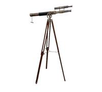 Nautico Ottone Antico Pavimento In Piedi Doppio Barile Telescopio Treppiede In Legno Supporto Da Pavimento Marine Telescopio Regolabile Navy Maritime Gift