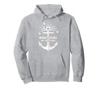 Nautico per Natura: Anchor Art con gabbiani Felpa con Cappuccio, Unisex per Adulti, Grigio Melange, S