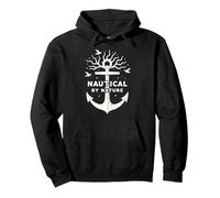 Nautico per Natura: Anchor Art con gabbiani Felpa con Cappuccio, Unisex per Adulti, Nero, M