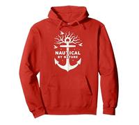 Nautico per Natura: Anchor Art con gabbiani Felpa con Cappuccio, Unisex per Adulti, Rosso, S