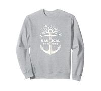Nautico per Natura: Anchor Art con gabbiani Felpa, Unisex per Adulti, Grigio Melange, M