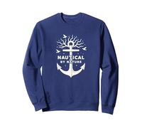 Nautico per Natura: Anchor Art con gabbiani Felpa, Unisex per Adulti, Navy, S