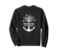 Nautico per Natura: Anchor Art con gabbiani Felpa, Unisex per Adulti, Nero, S