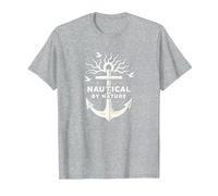 Nautico per Natura: Anchor Art con gabbiani Maglietta, Uomo, Grigio Melange, 5XL