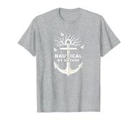 Nautico per Natura: Anchor Art con gabbiani Maglietta, Uomo, Grigio Melange, S