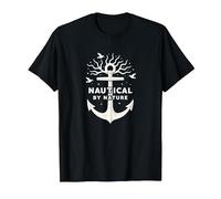 Nautico per Natura: Anchor Art con gabbiani Maglietta, Uomo, Nero, 3XL