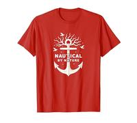 Nautico per Natura: Anchor Art con gabbiani Maglietta, Uomo, Rosso, M