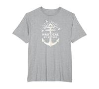 Nautico per Natura: Anchor Art con gabbiani Maglietta, Uomo Taglie Grandi, Grigio Melange, 3X Tall