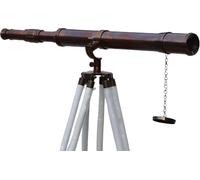 Nautico Rame Bronzo Telescopio Da Pavimento Treppiede Base Bianco Stand Nave Noi Navy Decor 50 ''