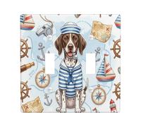 Nautico Shorthaired Puntatore Cane Navy Decorativo Interruttore Della Luce Piastra Da Parete 2 Gang Doppio Toggle, Estate Cucciolo Nave Percorso Elettrico Piastra di Interruttore per Stanza, Cool