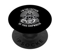 Nautico Umorismo Nave Barca Capitano Naufragio Raccoon PopSockets PopGrip Adesivo