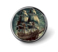 Nautico Vintage Vela Nave Pirata Distintivo Rotondo Carino Smalto Spilla Spilla Spilla Personalizzata Abbigliamento Decorazione Unisex Badge Holder Cappelli Borse Camicie Decor