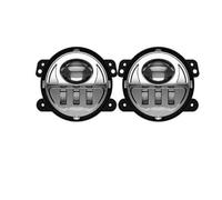 NAUTIG Fari Anteriori Coppia Fari Fendinebbia A LED Rotondi 4 Pollici Lente Per Jeep Per Dodge Per Journey Per Magnum Per Charger Per Bianchi Luci Diurne Faro Motociclo(C chrome 2pcs)