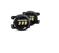 NAUTIG Fari Anteriori Coppia Fari Fendinebbia A LED Rotondi 4 Pollici Lente Per Jeep Per Dodge Per Journey Per Magnum Per Charger Per Bianchi Luci Diurne Faro Motociclo(A black 2pcs)