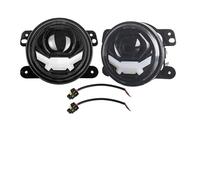NAUTIG Fari Anteriori Coppia Fari Fendinebbia A LED Rotondi 4 Pollici Lente Per Jeep Per Dodge Per Journey Per Magnum Per Charger Per Bianchi Luci Diurne Faro Motociclo(D black 2pcs)