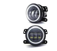 NAUTIG Fari Anteriori Coppia Fari Fendinebbia A LED Rotondi 4 Pollici Lente Per Jeep Per Dodge Per Journey Per Magnum Per Charger Per Bianchi Luci Diurne Faro Motociclo(B black 2pcs)