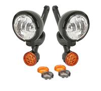 NAUTIG Fari Anteriori Moto Faretto Ausiliario A LED DRL Da 4,5" Per Luci Sorpasso Staffe Per Fendinebbia Per Veicoli Da Turismo Per Strada Per Indicatori Direzione King Faro Motociclo(A chrome set)