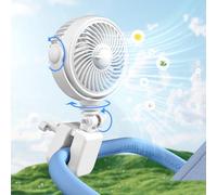 Nauttxon Ventilatore per passeggino con clip per bambino ricaricabile - Ventilatore portatile a batteria USB per passeggino, culla, bicicletta, spiaggia, viaggi, campeggio, rotazione a 360°, 4