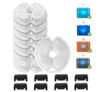 NautyPaws Filtro fontana per gatti, 8 filtri per fontana di gatti, carbone attivo e scambio ionico e 8 pezzi filtri spugne, filtro di ricambio per fontana per gatti da 2,5 l a LED