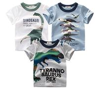 NautySaurs, maglietta estiva a maniche corte, per bambini, con dinosauri, per escavatori, confezione da 3 Set di dinosauri 03 4 Anni