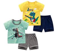 NautySaurs - Set di magliette e pantaloncini a maniche corte con dinosauro, per bambini dai 1 ai 6 anni Set di dinosauri 03 4 Anni