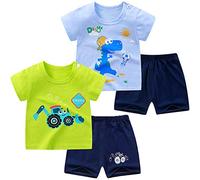 NautySaurs - Set di magliette e pantaloncini a maniche corte con dinosauro, per bambini dai 1 ai 6 anni Set di dinosauri 02 4 Anni