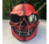 NAUXIU Necromancer Skull Helmet,Skull Mask Skeleton Motocross Helmet,Horror Decoration Full Head Skull Mask,Full Head Skull Halloween Masks Helmet,A Gift for Motorcycle Lovers Latex Red