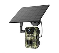 NAUXIU Trail Camera - Telecamera da gioco WiFi 4K 64 MP con visione notturna attivata dal movimento, impermeabile IP66, Trail cam con scheda SD da 32 GB, batteria integrata a energia solare, velocità