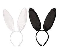 NAUZE 2 pezzi orecchie da coniglietto fascia in bianco e nero coniglio orecchio capelli cerchio Halloween Pasqua festa in maschera coniglio orecchio costume accessori