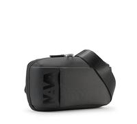 NAVA DESIGN - Marsupio in Poliestere, Linea Cross - Due Tasche Aperte, Colore Nero e Grigio - Dimensioni 16 x 25 x 8 cm