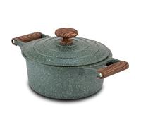 Nava Omega - Casseruola antiaderente in alluminio pressofuso con coperchio, diametro 20 cm, colore: verde