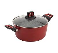NAVA Pentola con coperchio in vetro con rivestimento in granito, per cuocere cibi e stufare, 20 cm, 2,2 l, antiaderente senza PFOA