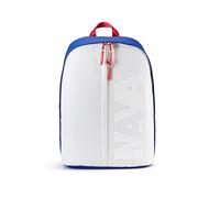NAVA - Zaino Medium Organizzato con Uno Scomparto, Tasca Imbottita Porta PC/Tablet e Tasca Frontale Verticale, Colore Bianco/Cobalto/Rosso - Dimensioni 43 x 31 x 13 cm