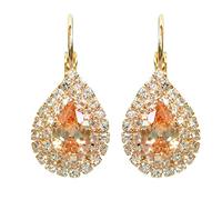 Navachi Orecchini a cerchio in cristallo bianco con zircone a forma di pera placcato oro 18 carati, Arancione, M