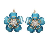 Navachi - Orecchini a cerchio placcati in oro 18 carati, con cristalli e 18ct base metallo placcato oro, colore: Blu, cod. HB6-1580-3