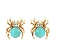 Navachi -Orecchini a lobo, a forma di ragno, placcati in oro 18 k, con cristallo opale e Placcato oro, colore: Blue, cod. HB6-2403-1