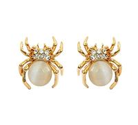 Navachi -Orecchini a lobo, a forma di ragno, placcati in oro 18 k, con cristallo opale e Placcato oro, colore: White, cod. HB6-2403-2