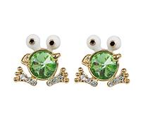 Navachi Orecchini a lobo placcati in oro 18 carati con cristallo zircone rana rospo, Verde, S