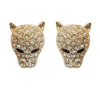 Navachi Orecchini a lobo placcati oro 18 carati con cristalli multicolore a forma di testa di leopardo, Cristallo Zinco