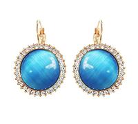 Navachi, Orecchini a monachella a forma di cerchio placcati in oro 18 ct, con pietra d’opale e 18ct base metallo placcato oro, colore: Blue, cod. HB6-1080-4