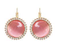 Navachi, Orecchini a monachella a forma di cerchio placcati in oro 18 ct, con pietra d’opale e 18ct base metallo placcato oro, colore: Pink, cod. HB6-1080-3