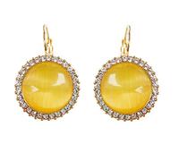 Navachi, Orecchini a monachella a forma di cerchio placcati in oro 18 ct, con pietra d’opale e 18ct base metallo placcato oro, colore: Yellow, cod. HB6-1080-2