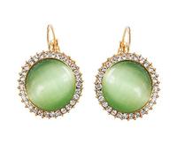 Navachi, Orecchini a monachella a forma di cerchio placcati in oro 18 ct, con pietra d’opale e 18ct base metallo placcato oro, colore: Green, cod. HB6-1080-5