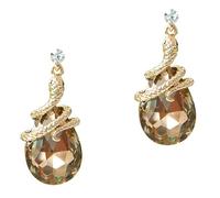 Navachi, orecchini a perno, placcati in oro18 ct, con cristallo di zirconia, e design con serpente arrotolato sulla goccia e 18ct base metallo placcato oro, colore: Black, cod. HB6-1901-2