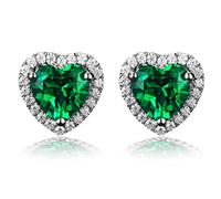 Navachi, orecchini in argento Sterling 925 placcato in oro bianco 18 carati, a forma di cuore con rubino da 4,5 carati e Placcato oro, colore: Green, cod. SIL-9131-2