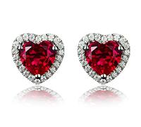 Navachi, orecchini in argento Sterling 925 placcato in oro bianco 18 carati, a forma di cuore con rubino da 4,5 carati e Placcato oro, colore: Red, cod. SIL-9131-1