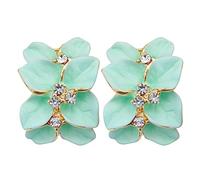 Navachi Orecchini Omega a forma di fiore placcati in oro 18 carati con cristalli smaltati, Cristallo Zinco